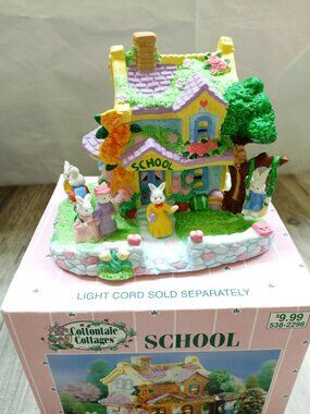 SCHOOL Cottontale Cottages Easter Village Porcelain Painted House